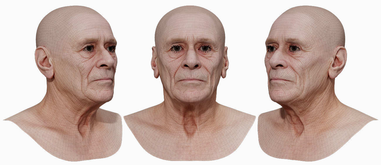 Old man retop head model 3d scan